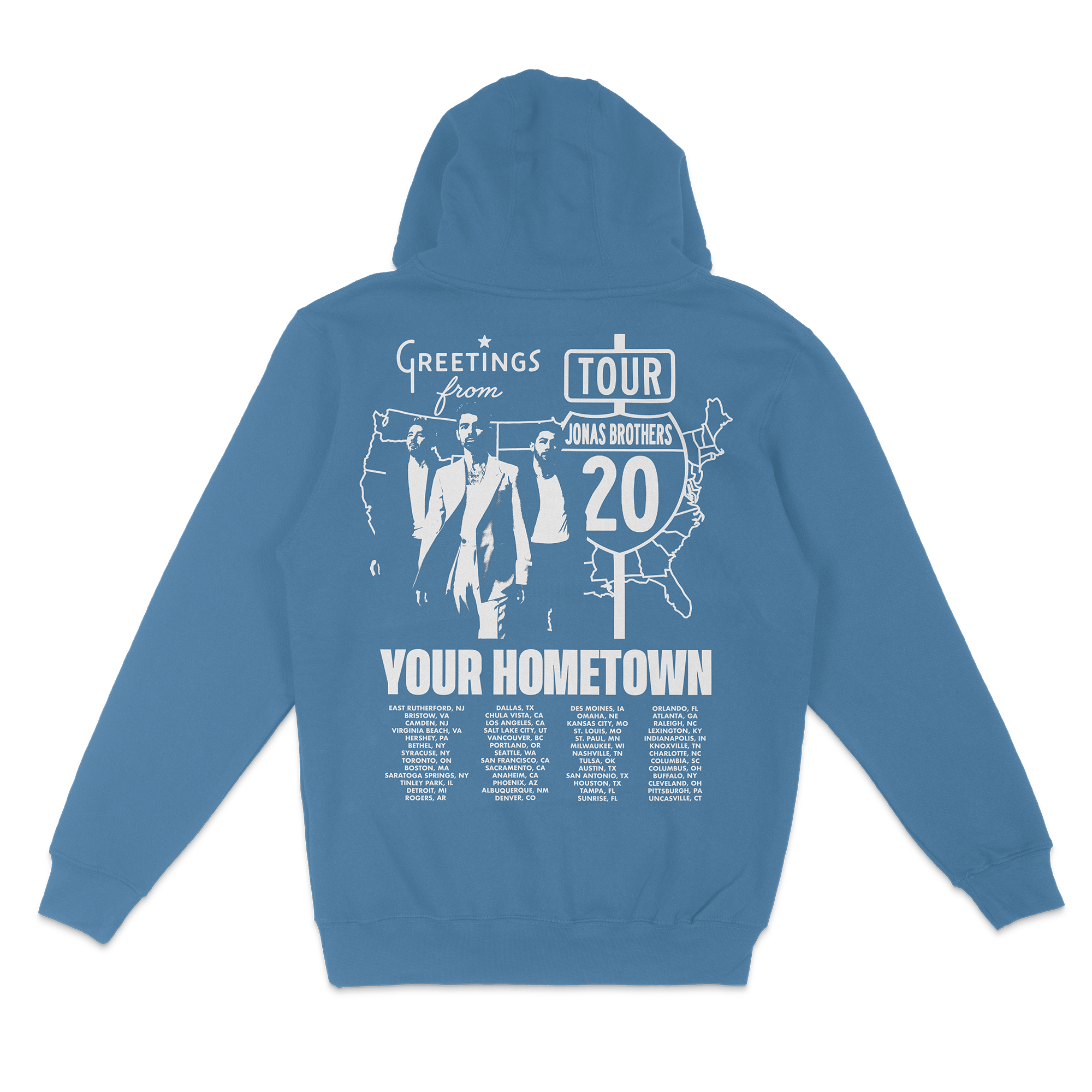 Greeting's From Your Hometown Tour Hoodie - Blue – Jonas Brothers