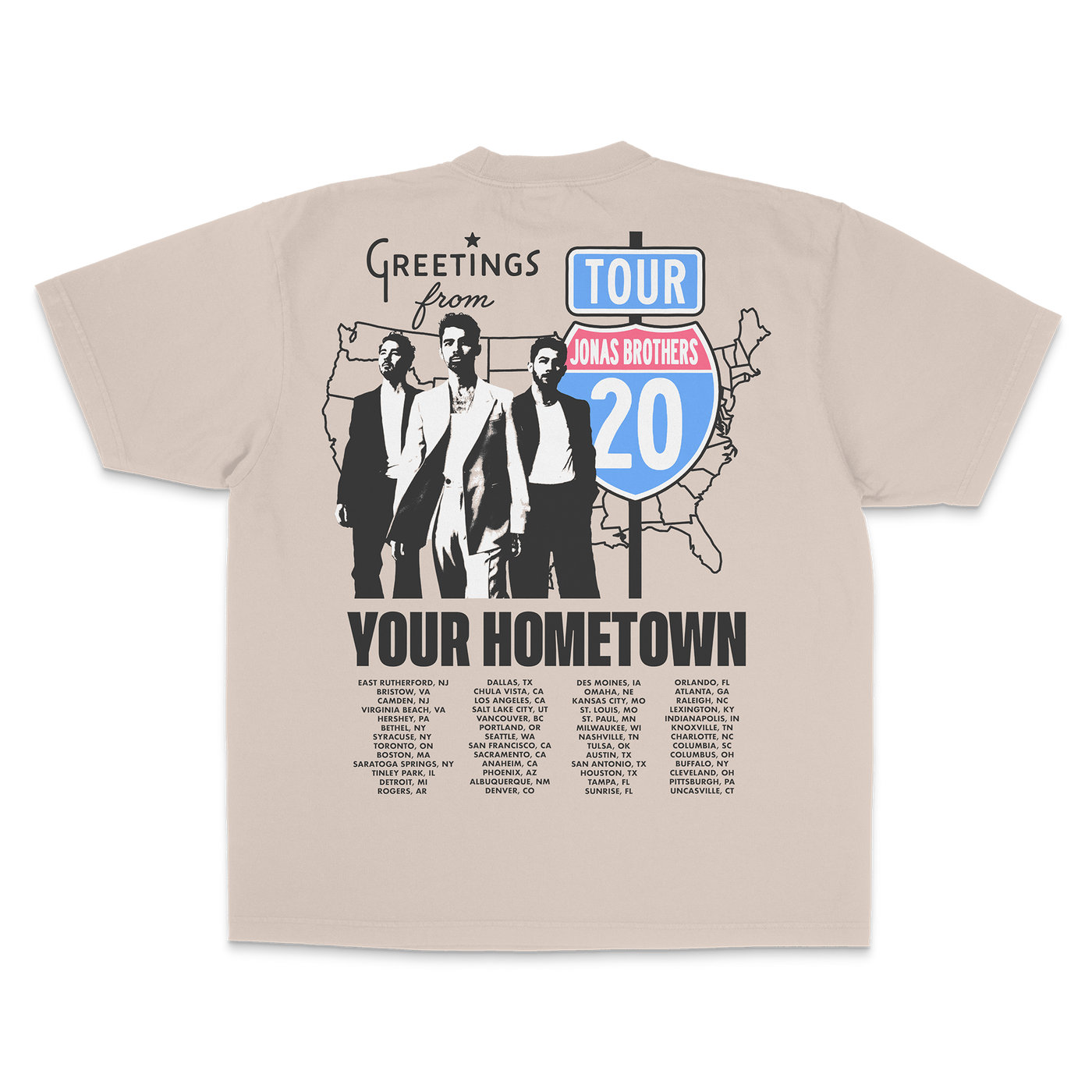 Greeting's From Your Hometown Route 20 Tour Tee