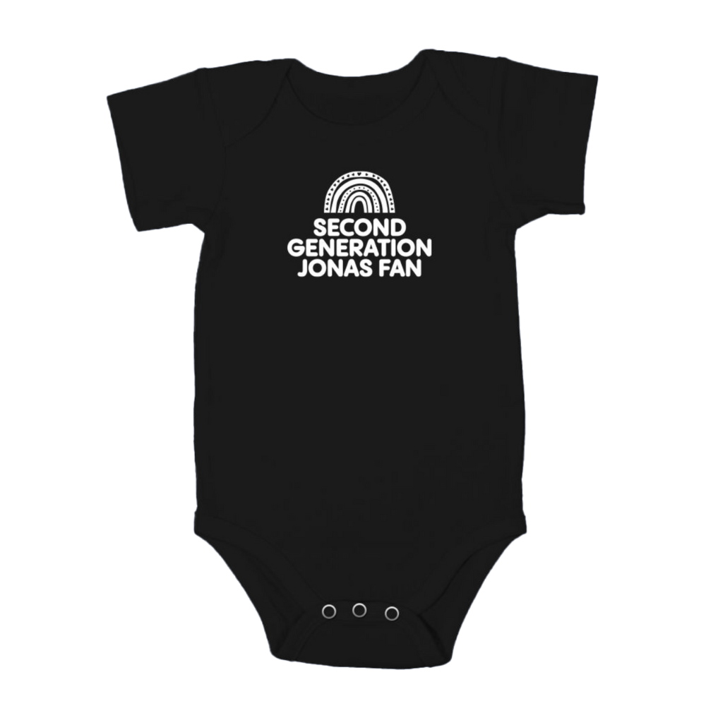 "Second Generation Jonas Fan"  Baby Onesie - Black